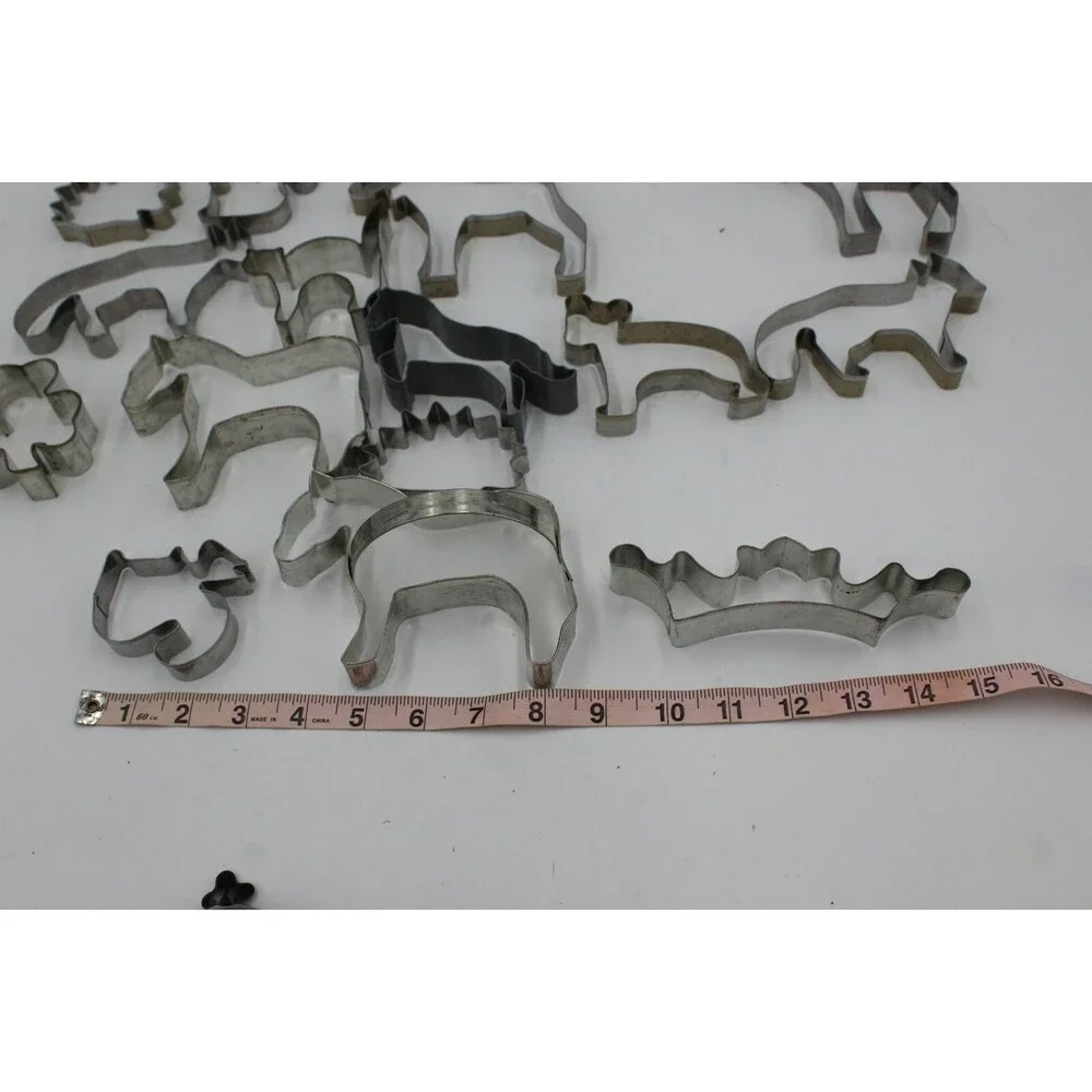 Lot of 20 Cookie Cutters Tin Metal Moose Squirrel Bear Fox Animals Horse Variety